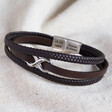 Lisa Angel Men's Personalised Brown Leather Stainless Steel Infinity Bracelet