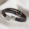 Men's Personalised Brown Leather Stainless Steel Infinity Bracelet Clasp
