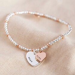 Personalised 60th Birthday Rose Gold and Silver Bead Bracelet