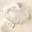 Lisa Angel Ladies' Personalised Beaded Heart Charms Friendship Bracelet in Silver