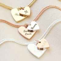 Personalised Double Wide Heart Charm Bracelet