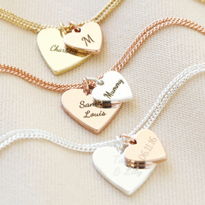 Personalised Double Wide Heart Charm Bracelet
