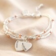 Lisa Angel Mixed Metal Personalised Layered Beaded Bracelet in Silver and Rose Gold