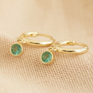 Gold December Birthstone  Blue Zircon Huggies