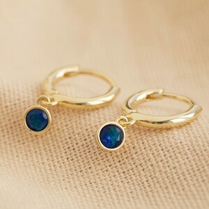 Gold September Birthstone Sapphire Huggies