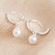 Glass Pearl Huggie Hoop Earrings in Silver from Lisa Angel