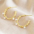 Lisa Angel Statement Gold Sterling Silver and Pearl Dotted Hoop Earrings