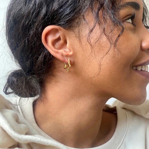 Seol + Gold 18ct gold vermeil mini star hoop earrings | ASOS