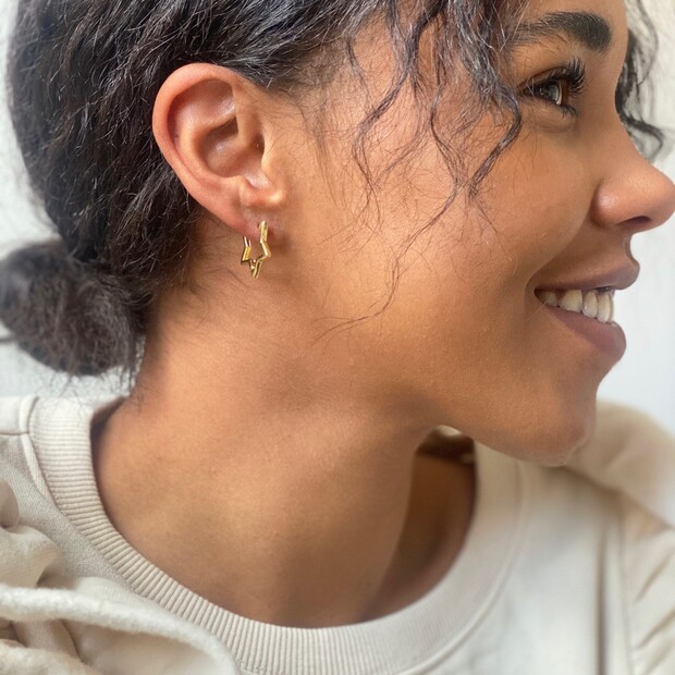 Gold star hoop earring main image 0