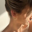 Lisa Angel Gold Sterling Silver and Pearl Dotted Hoop Earrings on Model