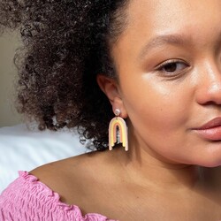 Statement Wooden Rainbow Drop Earrings
