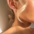 Model Wears Lisa Angel Ladies' Sterling Silver Tiny Pearl Ring Stud Earrings