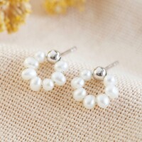 Sterling Silver Tiny Pearl Ring Stud Earrings