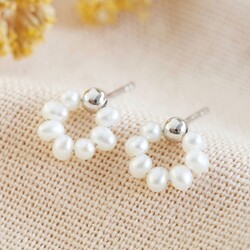 Sterling Silver Tiny Pearl Ring Stud Earrings