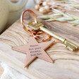 Lisa Angel Rose Gold Engraved Personalised Shiny Star Keyring