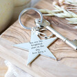 Lisa Angel Silver Engraved Personalised Shiny Star Keyring