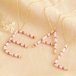 Lisa Angel Ladies' Large Beaded Initial Pendant Necklace in Gold