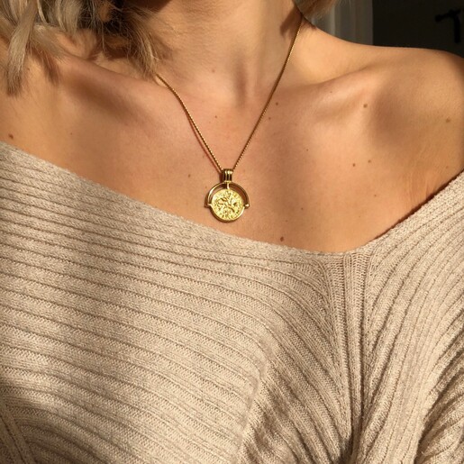 Gold Framed Sixpence Coin Pendant 