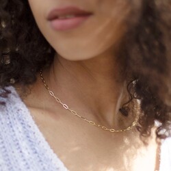 Gold Rectangle Chain Necklace
