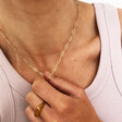 Model Wearing Gold Lisa Angel Rectangle Chain Necklace