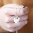 Personalised Sterling Silver Double Wide Heart Charm Necklace with Model