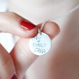 Lisa Angel Ladies' Personalised Sterling Silver Vintage Disc Necklace on Model