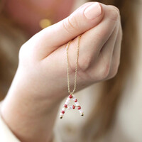 Small Beaded Initial Pendant Necklace in Gold