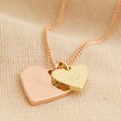 Lisa Angel Rose Gold and Gold Personalised 40th Birthday Double Wide Heart Charm Necklace