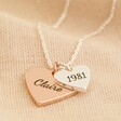 Lisa Angel Rose Gold and Silver Personalised 40th Birthday Double Wide Heart Charm Necklace