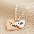 Lisa Angel Rose Gold and Silver Personalised 50th Birthday Double Wide Heart Charm Necklace