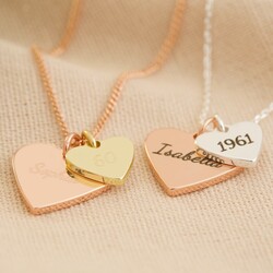 Personalised 60th Birthday Double Wide Heart Charm Necklace