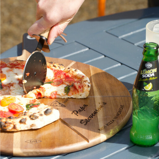Personalised 'Est.' Pizza Serving Board & Cutter Set Lisa Angel Engraved Personalised 'Est.' Pizza Serving Board & Cutter Set