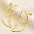 Lisa Angel Ladies' Sleeping Crescent Moon Face Drop Earrings in Gold