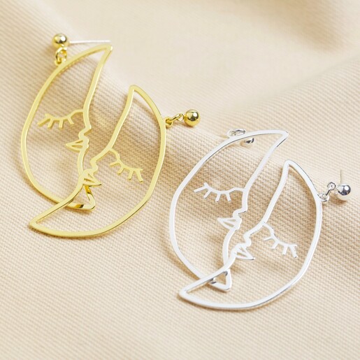 Sleeping Crescent Moon Face Drop Earrings Lisa Angel Sleeping Crescent Moon Face Drop Earrings