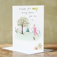 Always There For Me Mother's Day Card stood on wooden table