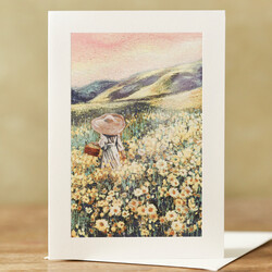 Sunset Flower Field Greetings Card