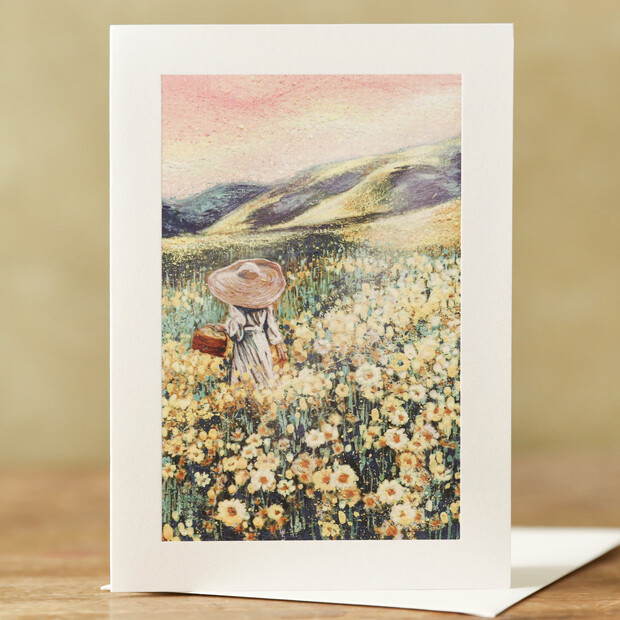 Sunset Flower Field Greetings Card 