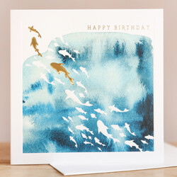 Swimming Sharks Happy Birthday Card