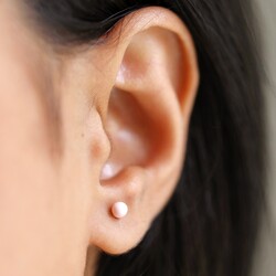 Blush Pink Ball Stud Earrings in Silver