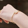 Real Pressed Baby's Breath Flower Bangle in Gold on Model