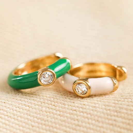 Gold Crystal Enamel Earcuff in emerald pink and baby pink