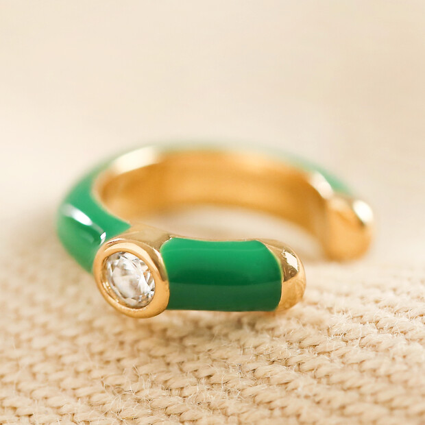 Emerald Green Crystal Enamel Ear Cuff in Gold Emerald Green Crystal Enamel Ear Cuff in Gold