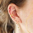 Gold Sterling Silver Dotted Huggie Hoop Earrings in Curated Ear