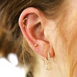 Gold Sterling Silver Crystal Constellation Barbell on Model with other earrings
