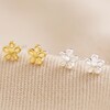 Tiny Flower Stud Earrings in Silver with Gold Option