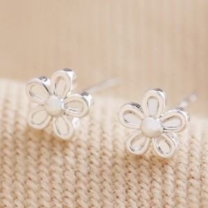 Tiny Flower Stud Earrings in Silver
