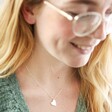 Silver Petal Friendship Organic Necklace Pendant on Model