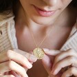 Model Wearing Gold Sterling Silver Cast Birth Flower Necklace