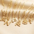Hammered Initial Charm Necklaces in Gold - M N P R S T