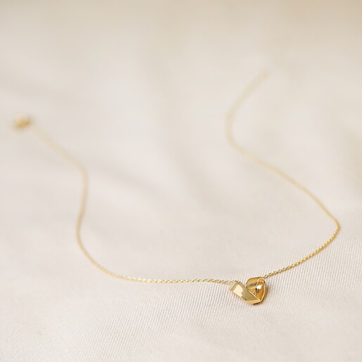 Full Length Shot of Infinity Heart Knot Necklace in Gold